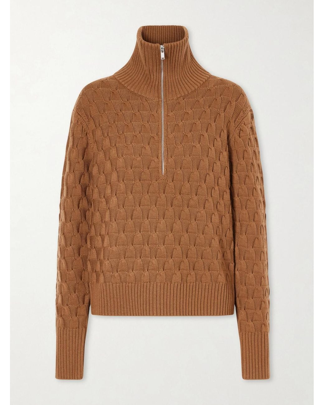 Wales Bonner Brown Acoustic Knitted Wool Half-Zip Turtleneck Sweater