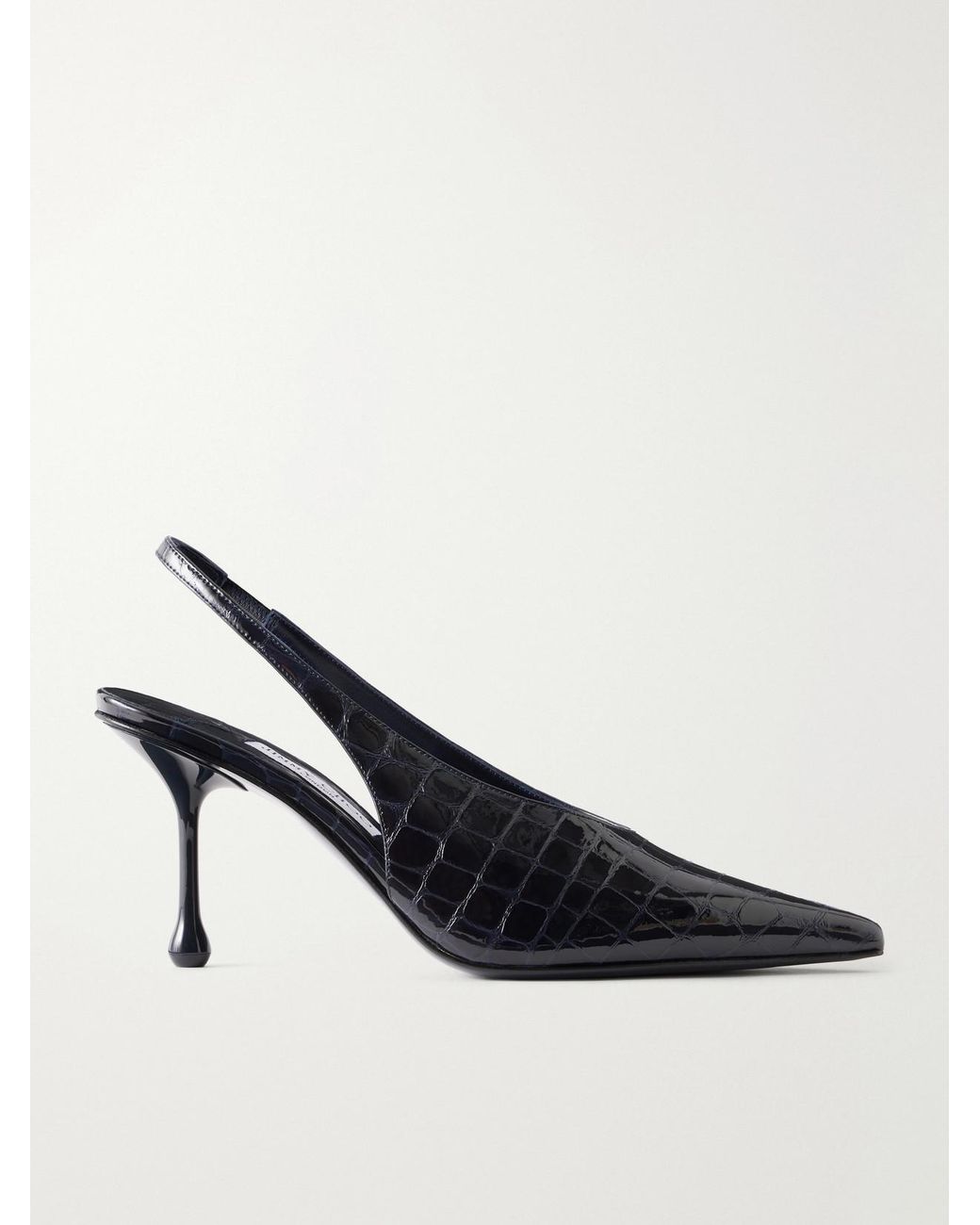 Jimmy Choo Blue Isa 80 Croc-Effect Leather Slingback Pumps