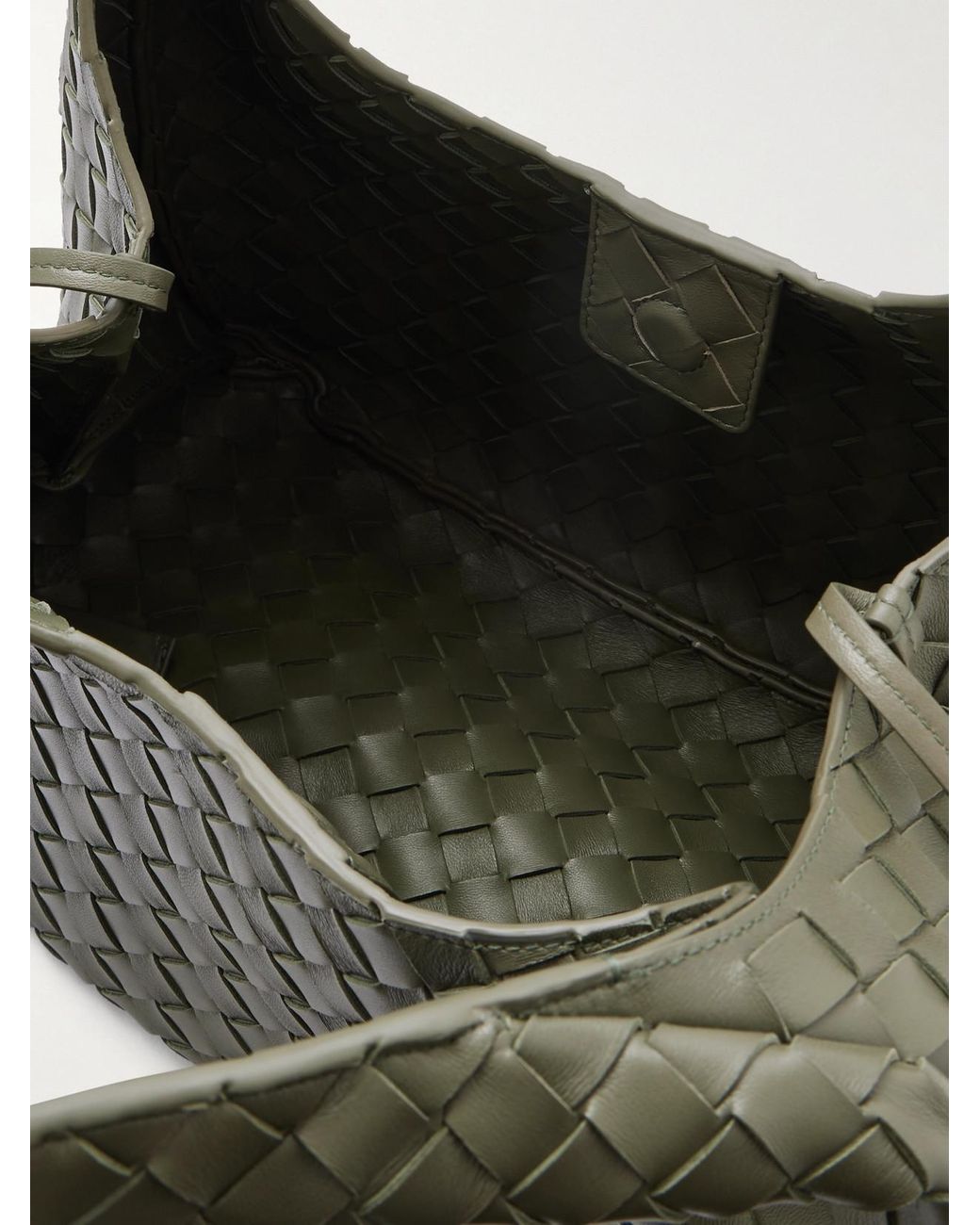 Bottega Veneta Gray Campana Intrecciato Leather Shoulder Bag