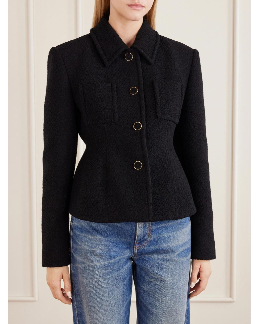 Chloé Black Wool-Blend Bouclé Jacket