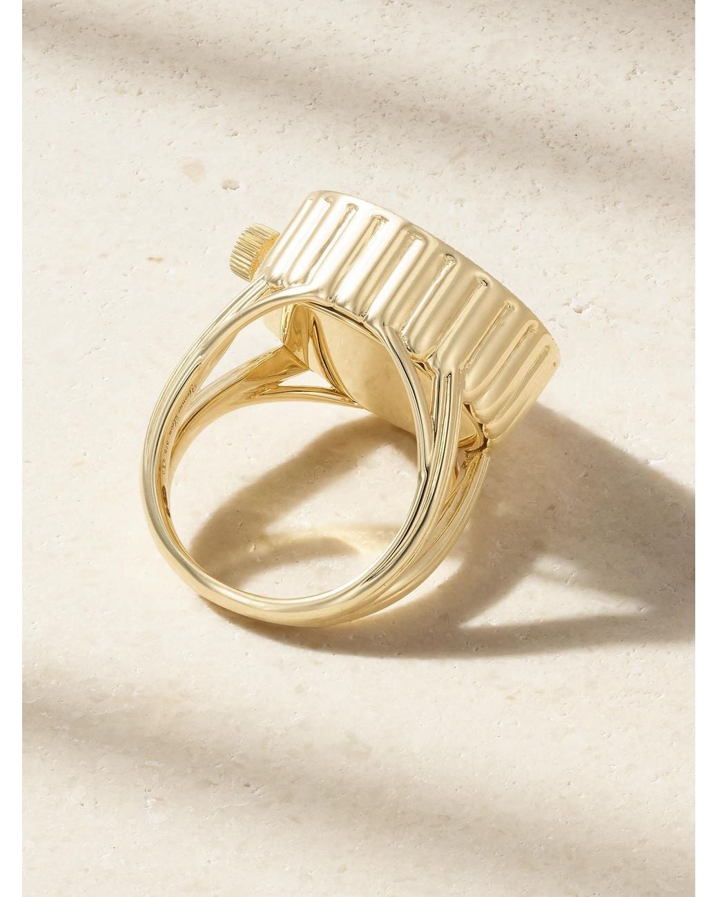 Yvonne Léon Natural 9-Karat, Mother-Of-Pearl And Diamond Ring Watch