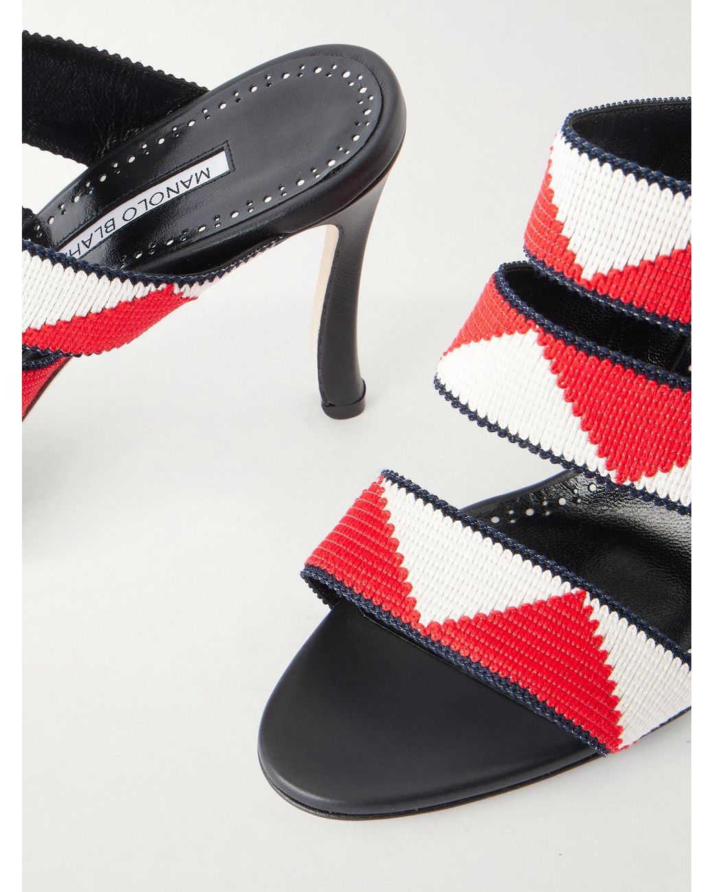 Manolo Blahnik White Capro 90 Woven Sandals