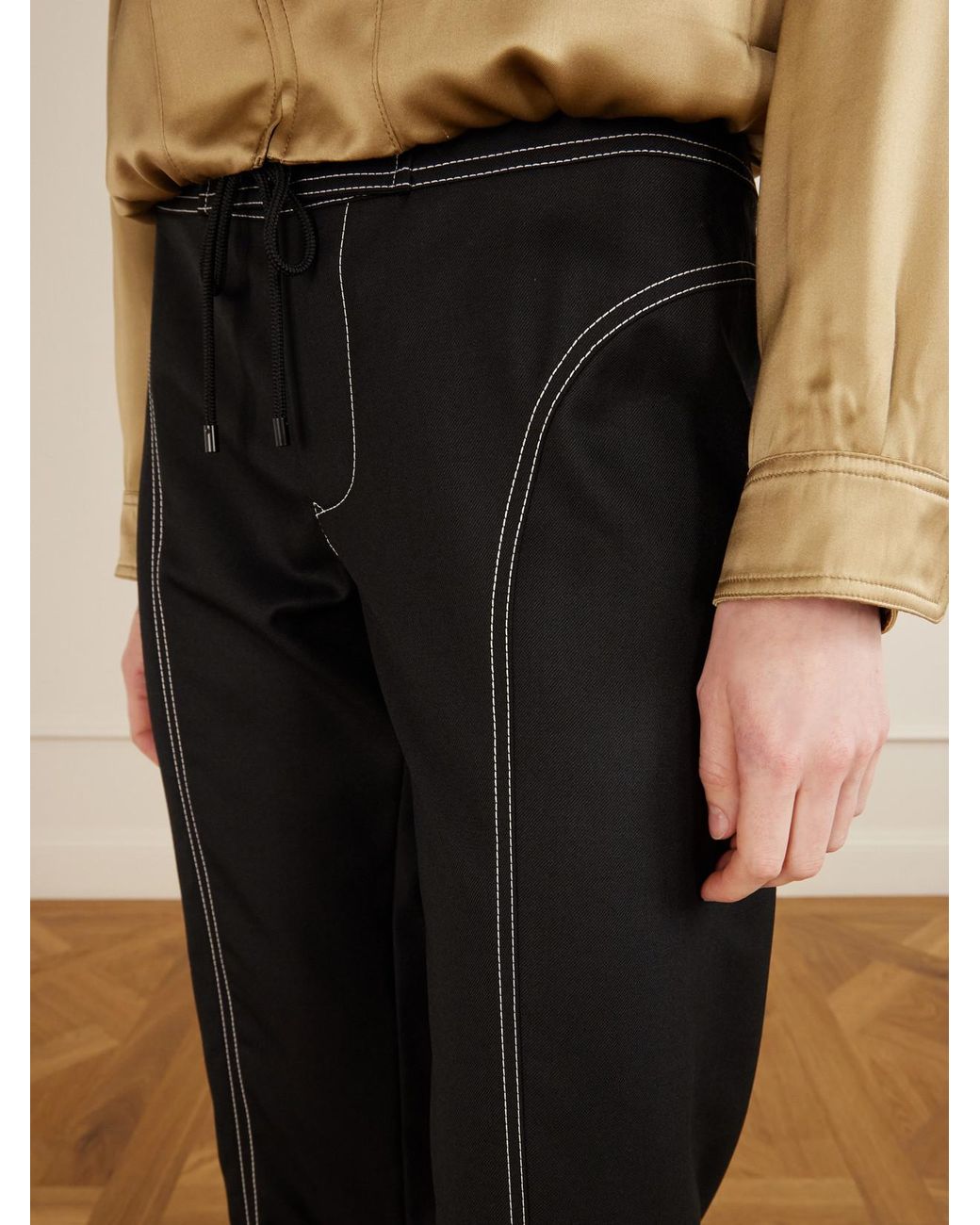 Aflalo Black Zuri Wool-Twill Slim-Fit Capri Pants