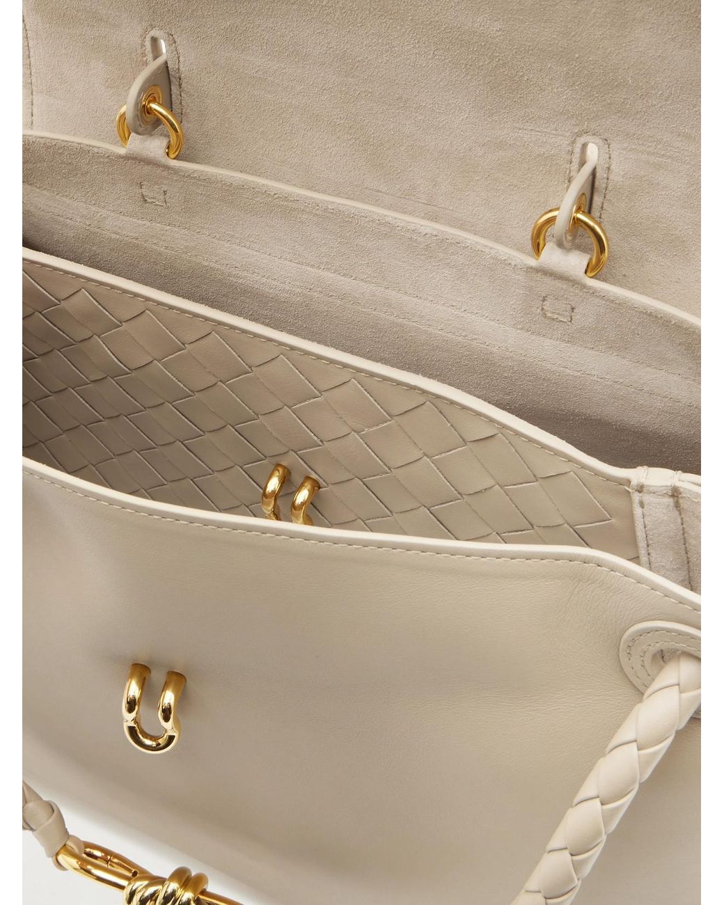 Bottega Veneta Natural Ciao Ciao Medium Intrecciato Leather Top-Handle Bag