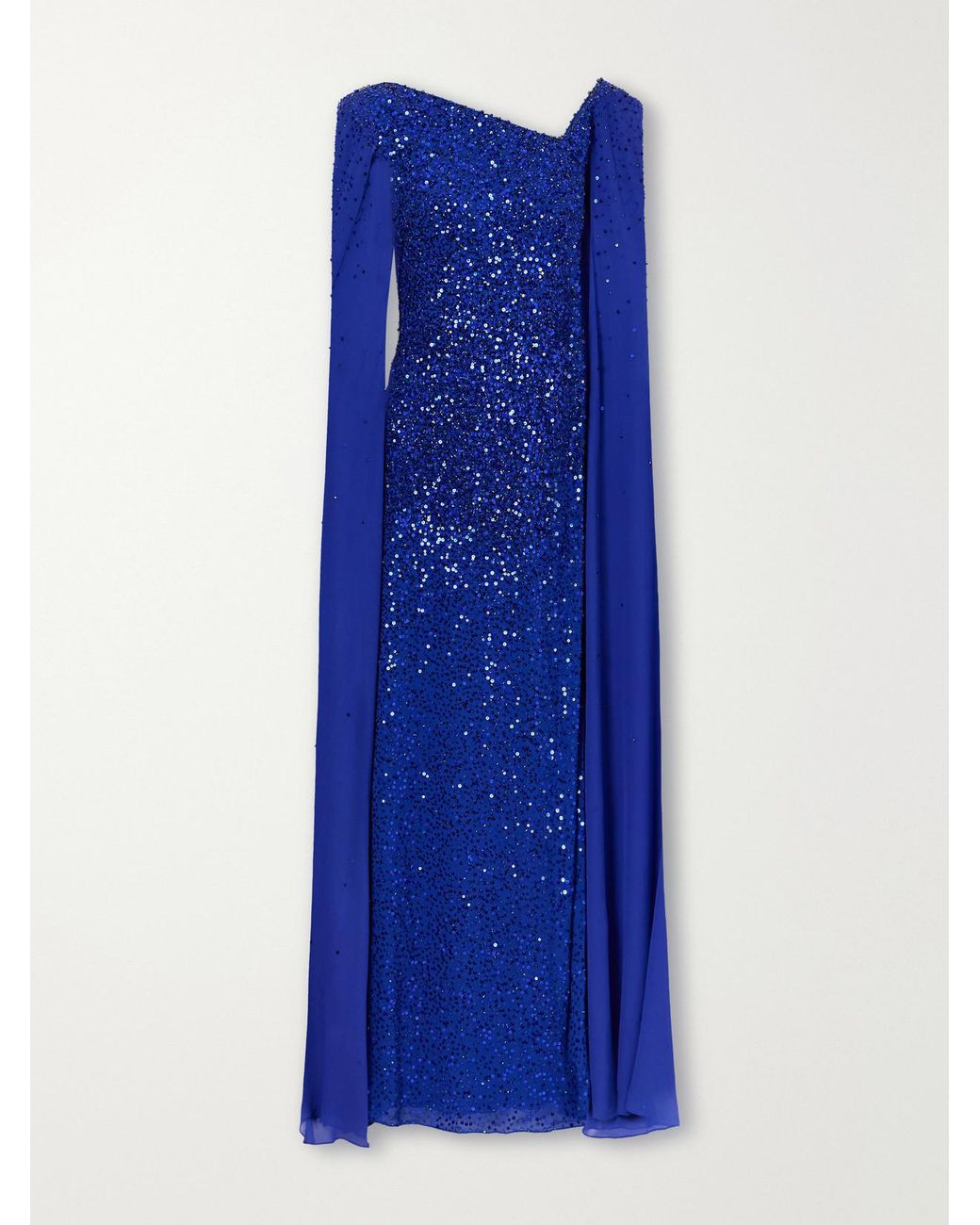 Jenny Packham Blue Twilight Sequin-Embellished Gown