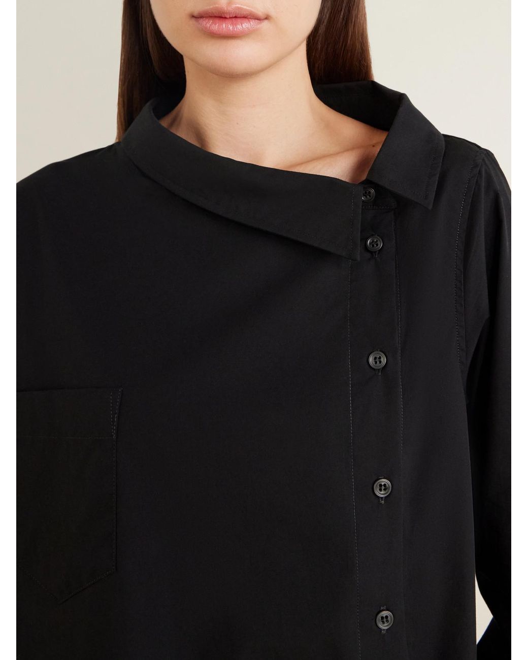 Jamie Haller Black The Asymmetry Cotton-Poplin Shirt
