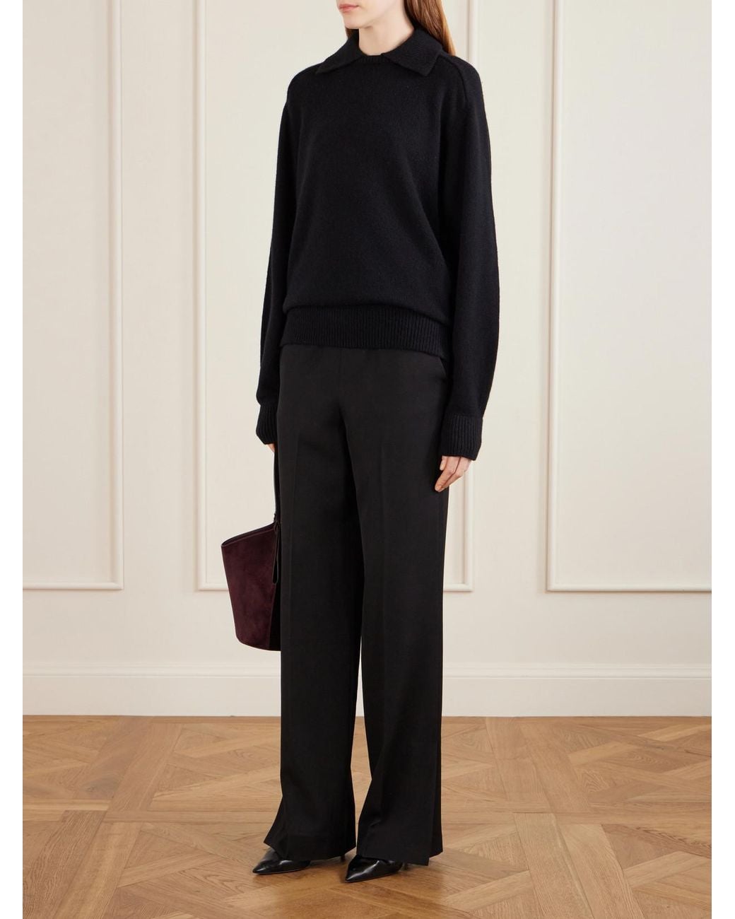 Khaite Black Jackson Wool And Cashmere-Blend Sweater