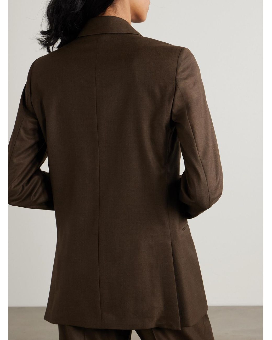 Loro Piana Brown Oversized Double-Breasted Virgin Wool Blazer