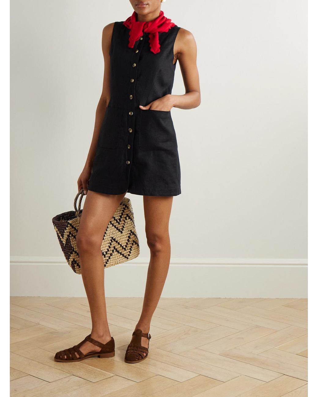 Posse Black Emma Linen Mini Dress