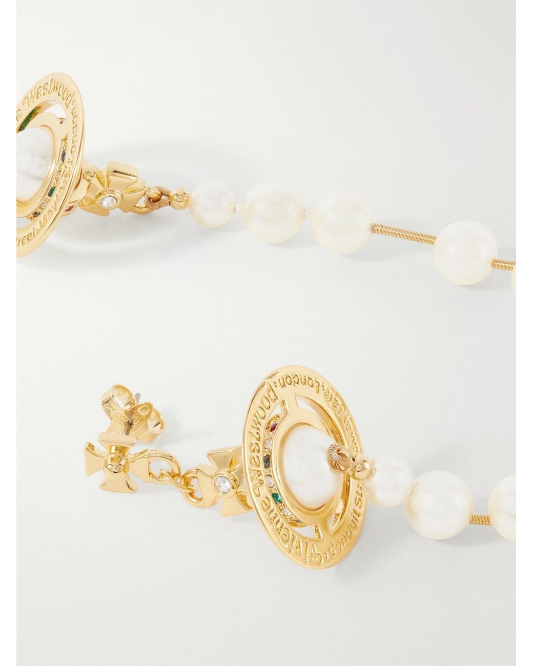 Vivienne Westwood White Broken Pearl-Tone Earrings