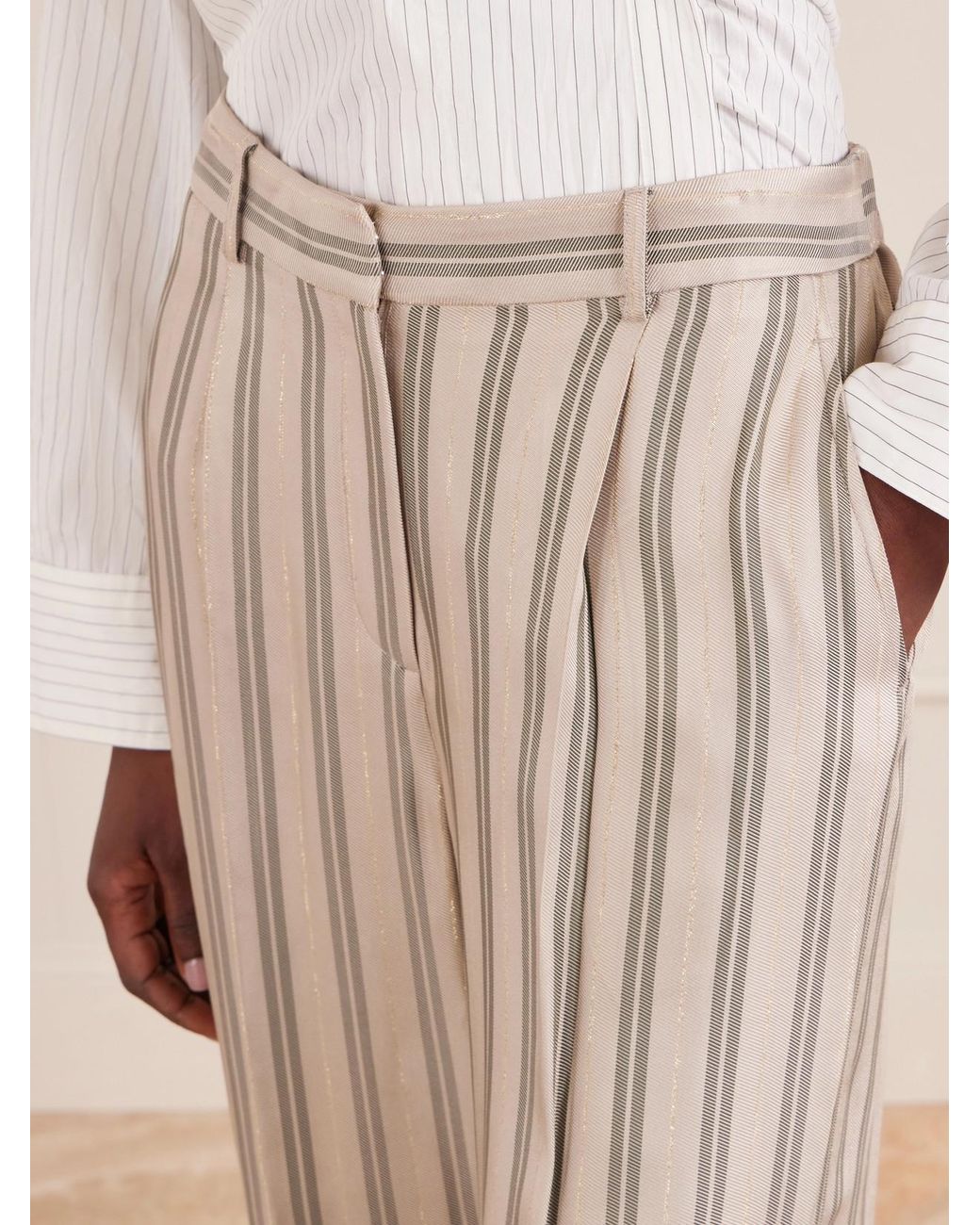 Twp White Hudson St Striped Wide-Leg Pants
