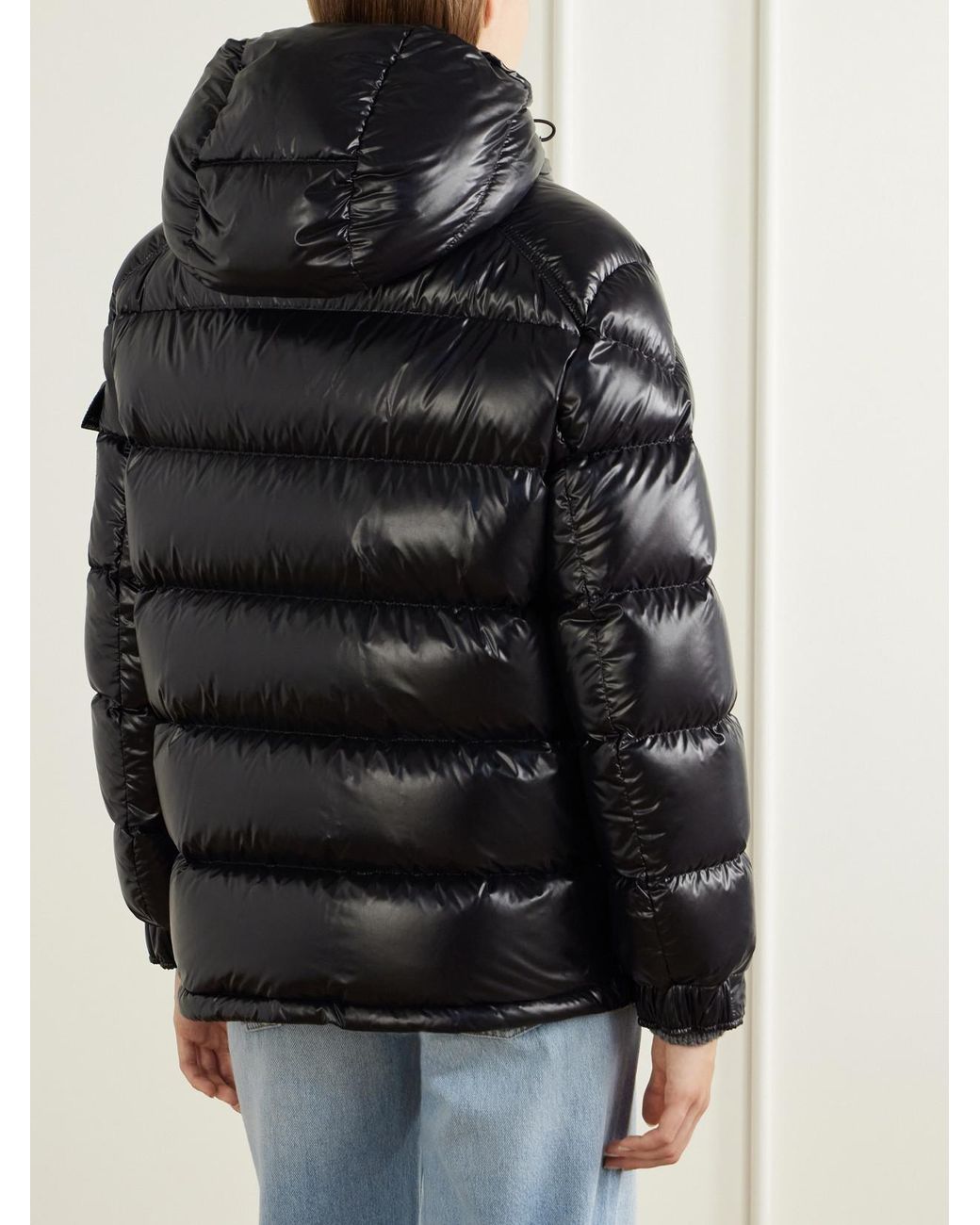 Moncler Black Maire Hooded Quilted Glossed-Shell Down Jacket