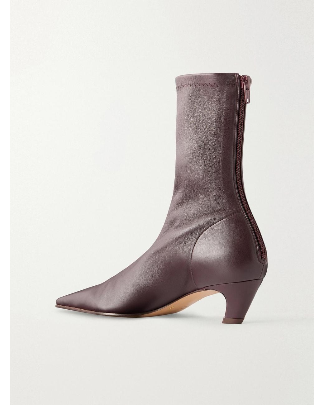 Khaite Brown Leather Ankle Boots