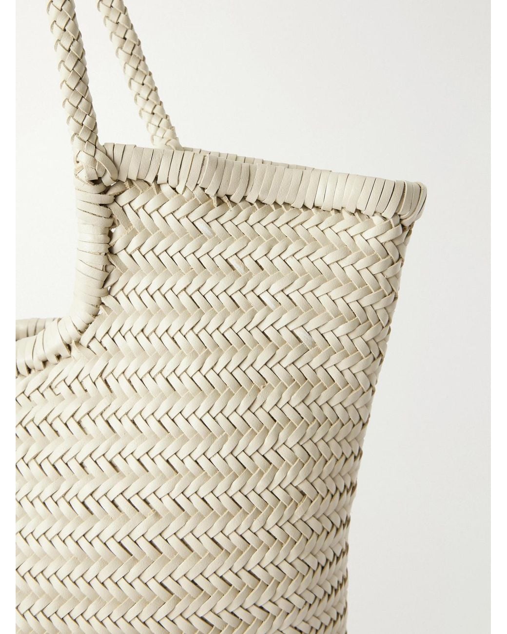 Dragon Diffusion Natural Ns Diagonal Triple Jump Woven Leather Tote