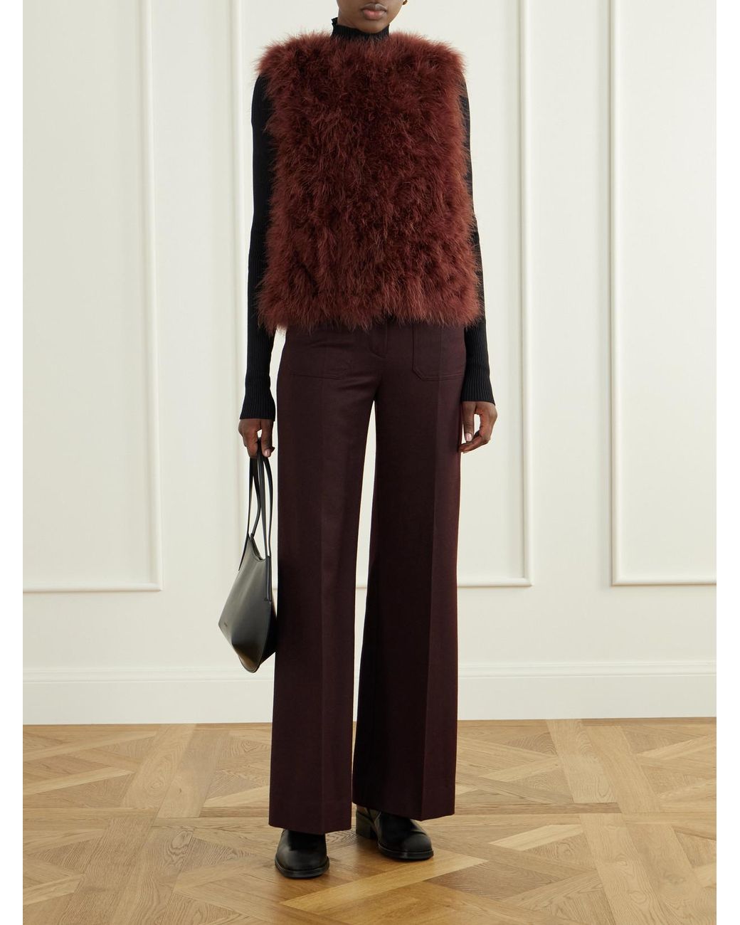 Yves Salomon Purple Feather-Embellished Silk Vest