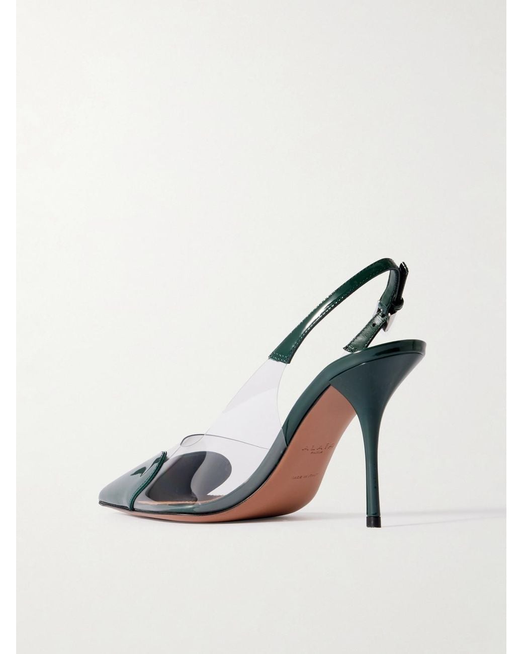 Alaïa Green Le Cour 90 Patent Leather And Pu Slingback Pumps