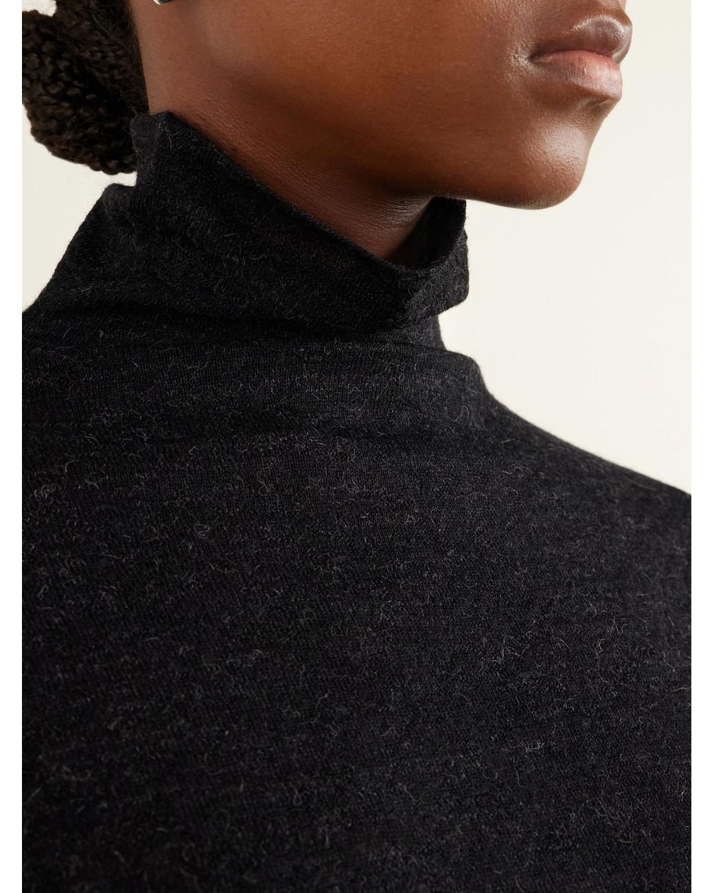 Lauren Manoogian Black Merino Wool And Alpaca-Blend Turtleneck Sweater
