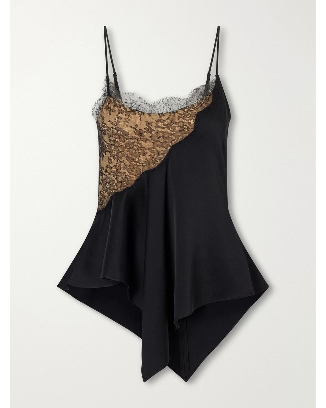 Stella McCartney Black Lace-Trimmed Satin Cami
