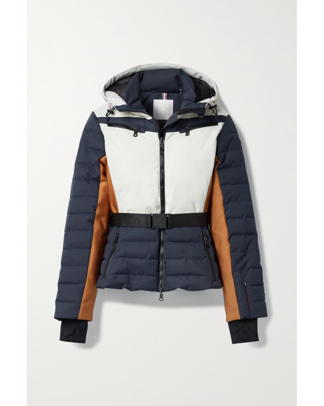 Erin Snow + Net Sustain Kat Ii Hooded Belted Color-block Recycled-eco  Sporty Ski Jacket in Blue | Lyst