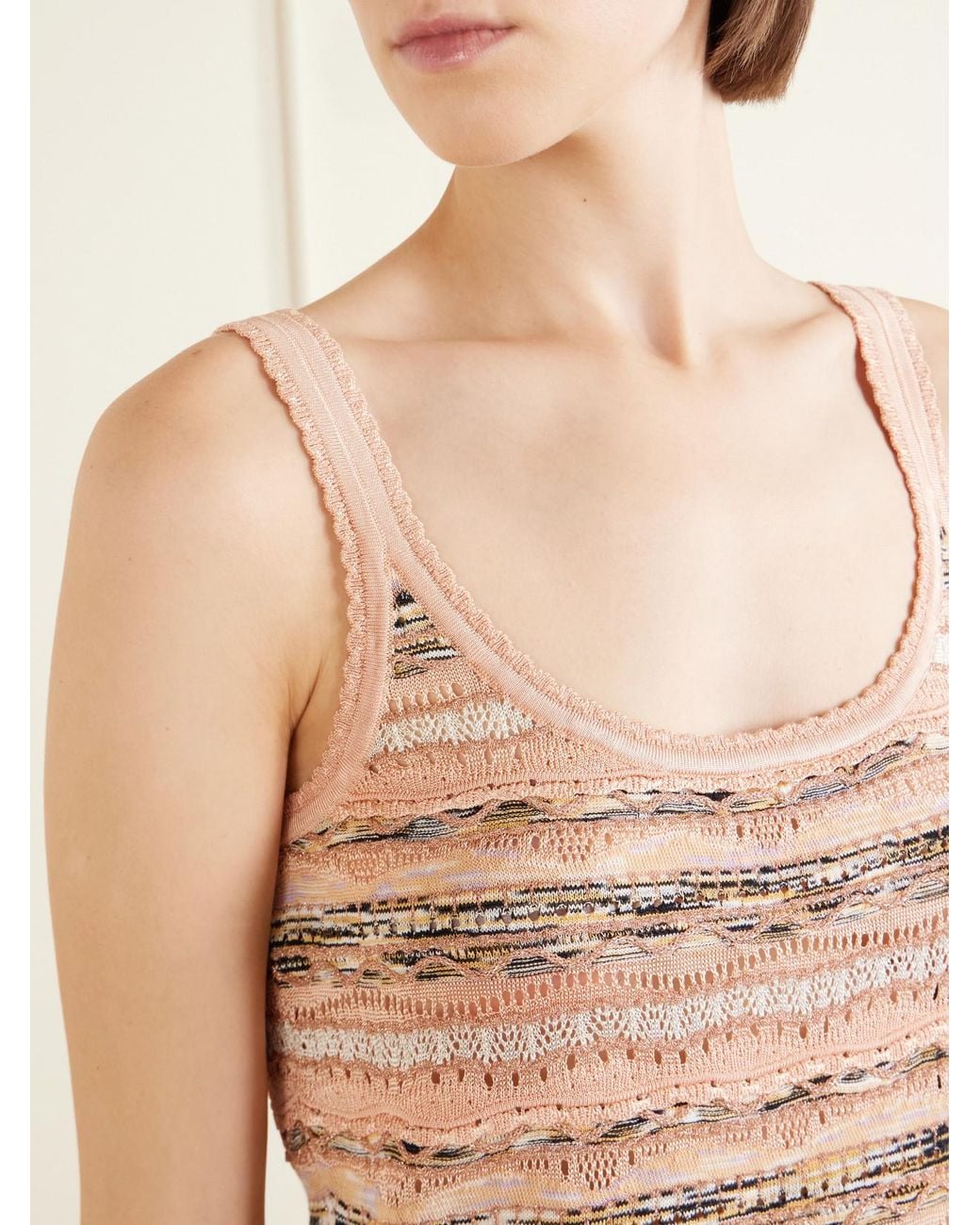 Ulla Johnson Natural Clotilde Striped Pointelle-Knit Tank