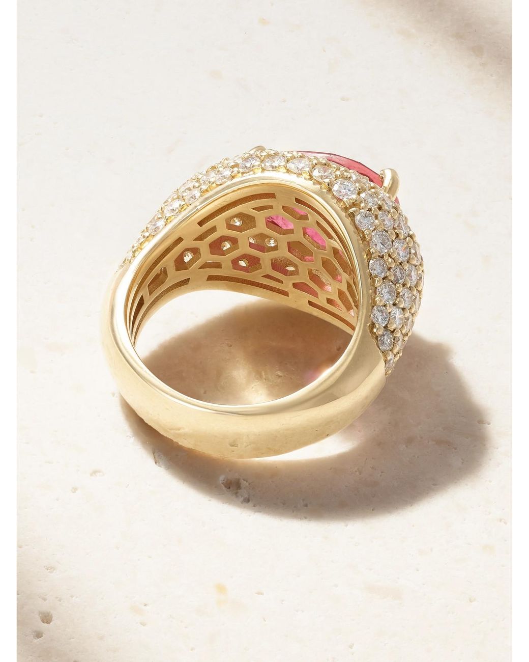 Jacquie Aiche Pink Ring Aus 14 Karat Mit Diamanten Und Turmalin