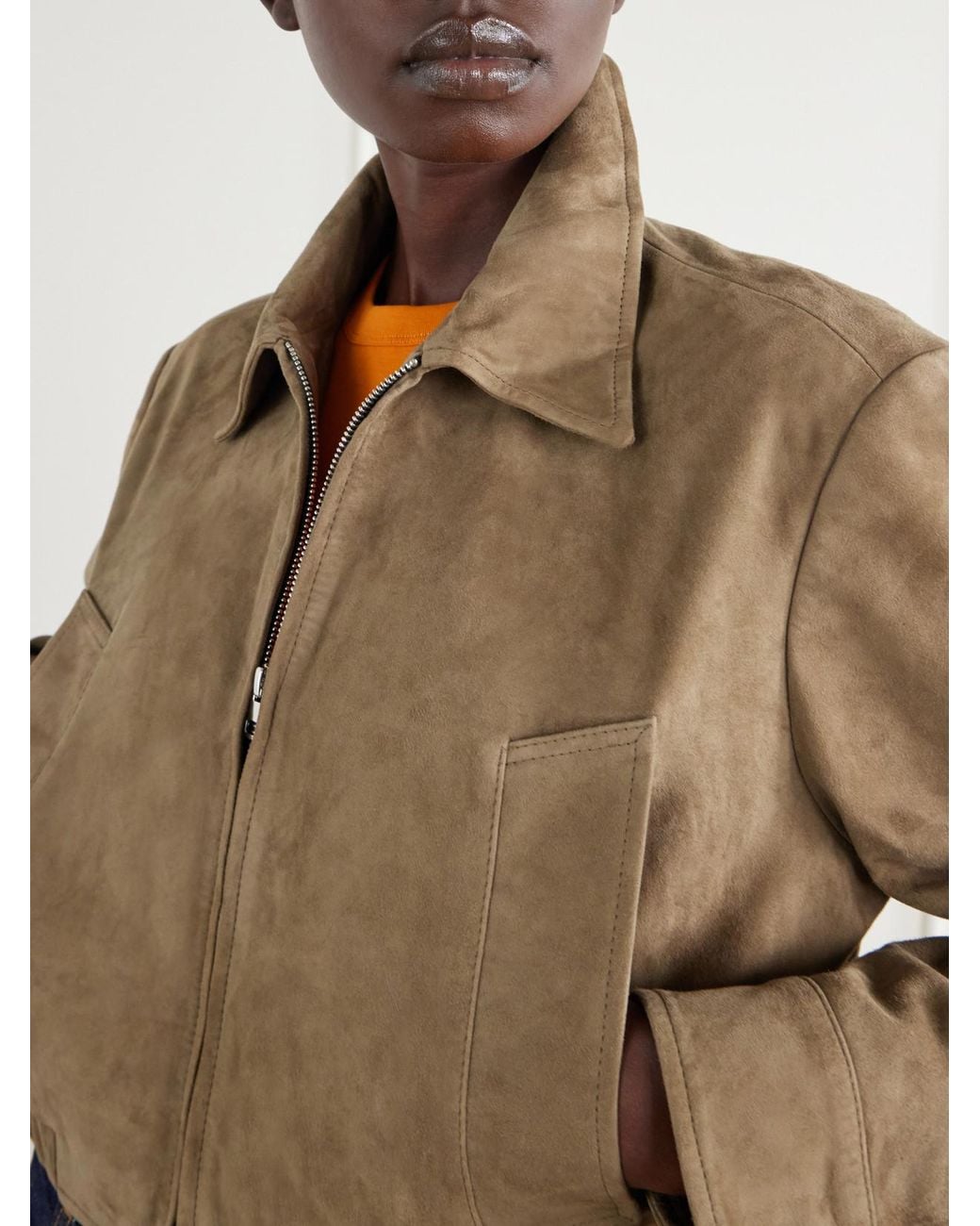Agolde Natural Nahla Cropped Suede Jacket
