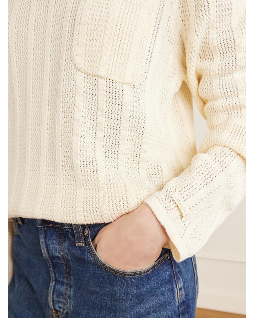 Aimé Leon Dore Natural Open-Knit Cotton Sweater