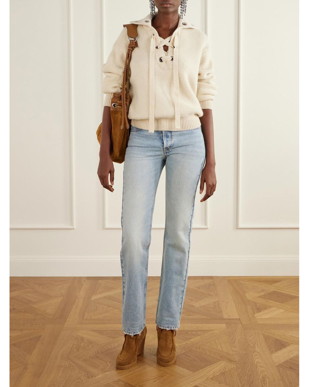 Isabel Marant Brown Cylia Shearling-Trimmed Suede Wedge Ankle Boots