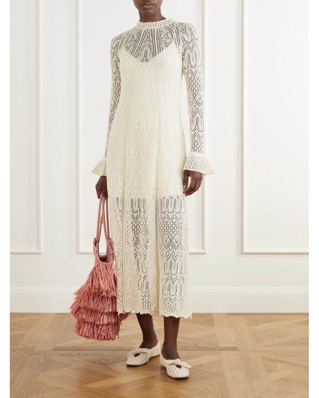 Zimmermann Natural Fairlight Pointelle-Knit Midi Dress