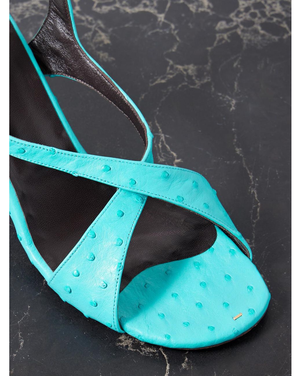 Khaite Blue Liria Ostrich Sandals