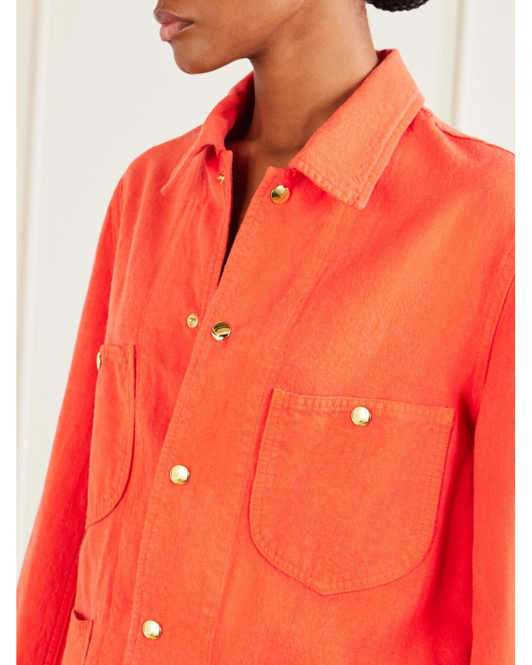 Auralee Orange Wool, Cotton And Linen-Blend Jacket