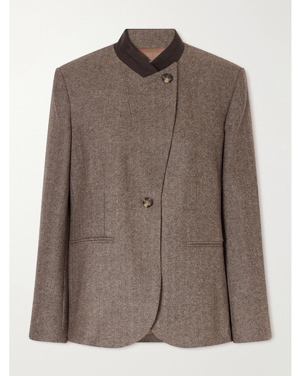 Twp Brown Herringbone Wool And Cashmere-Blend Jacket