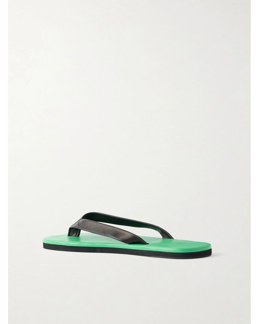Auralee Green Leather Flip Flops