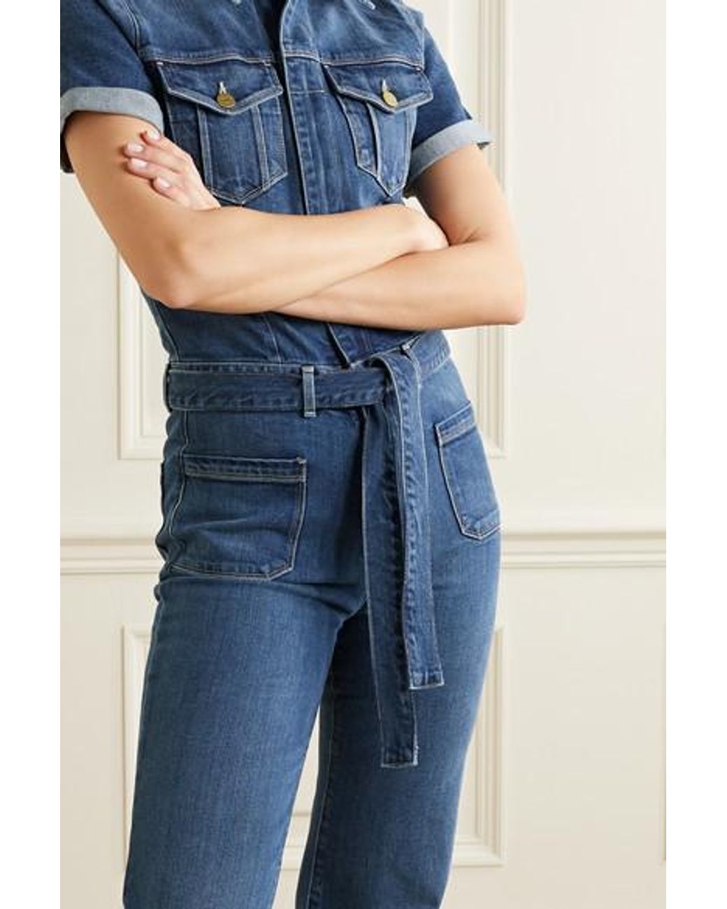 denim jumpsuit bardot