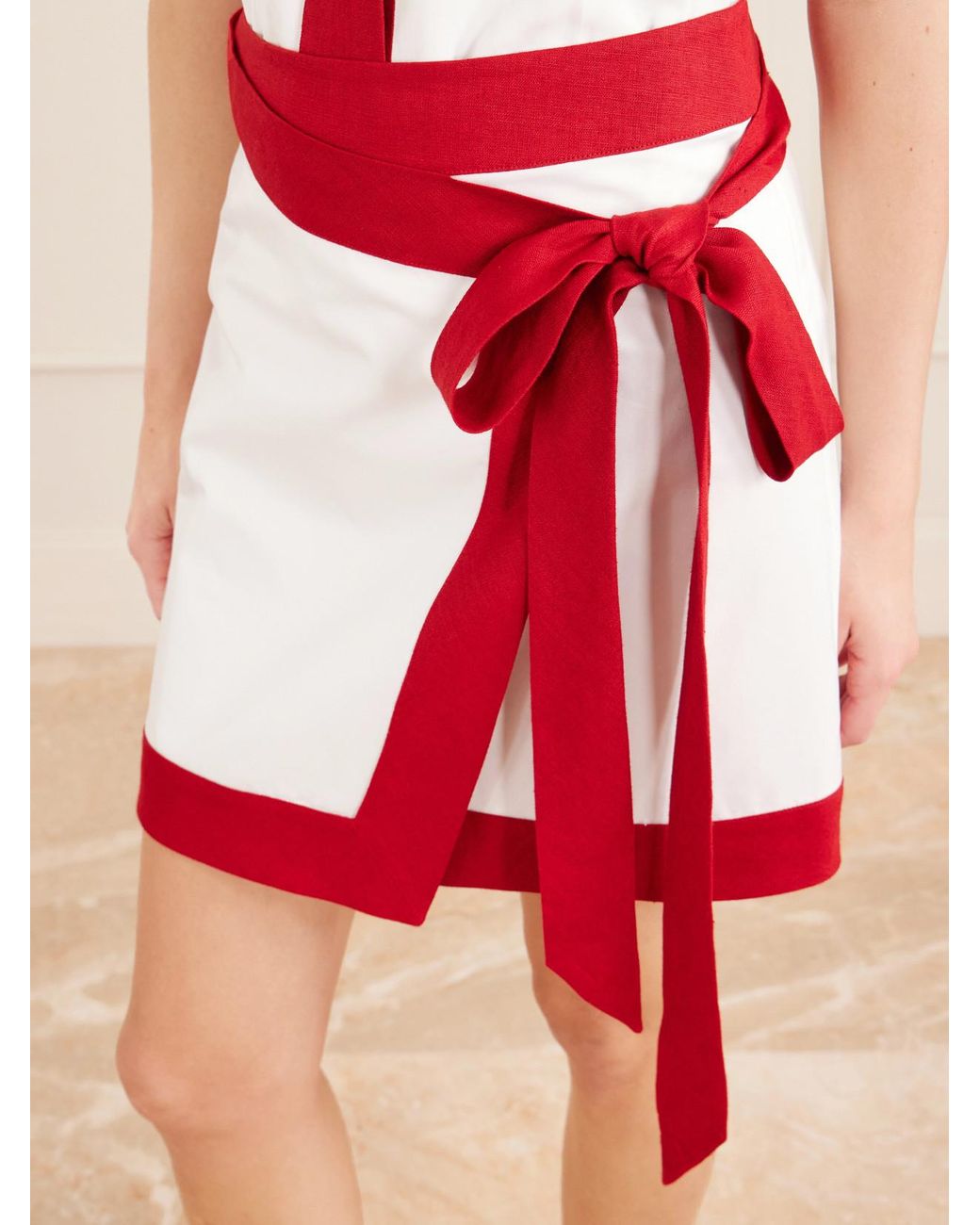 LIBEROWE Red Woven Mini Wrap Skirt