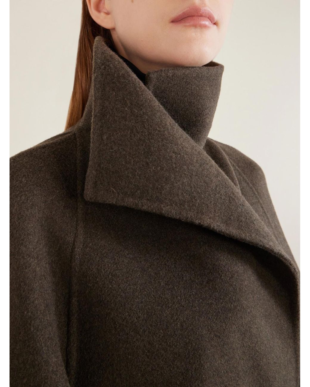Khaite Green Romare Belted Wool Long Coat