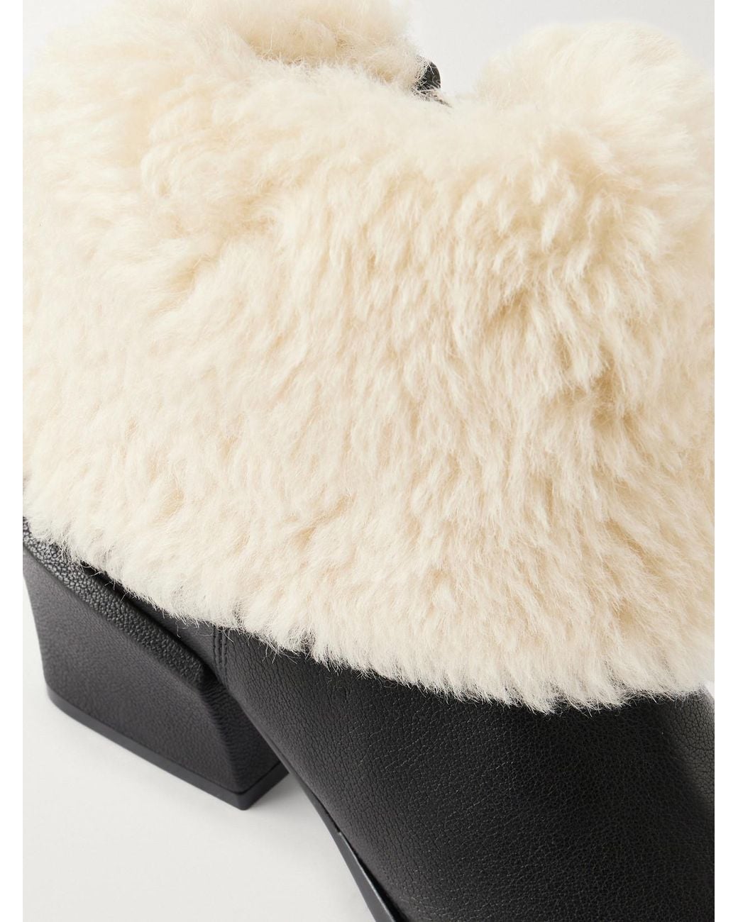Paris Texas Black Bettina 50 Shearling-Trimmed Leather Ankle Boots