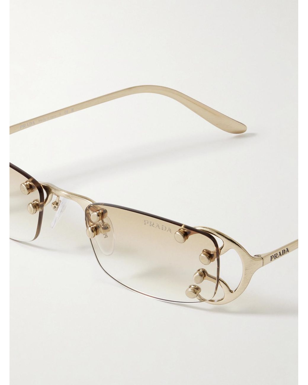 Prada Rimless-Tone Sunglasses in Natural | Lyst UK