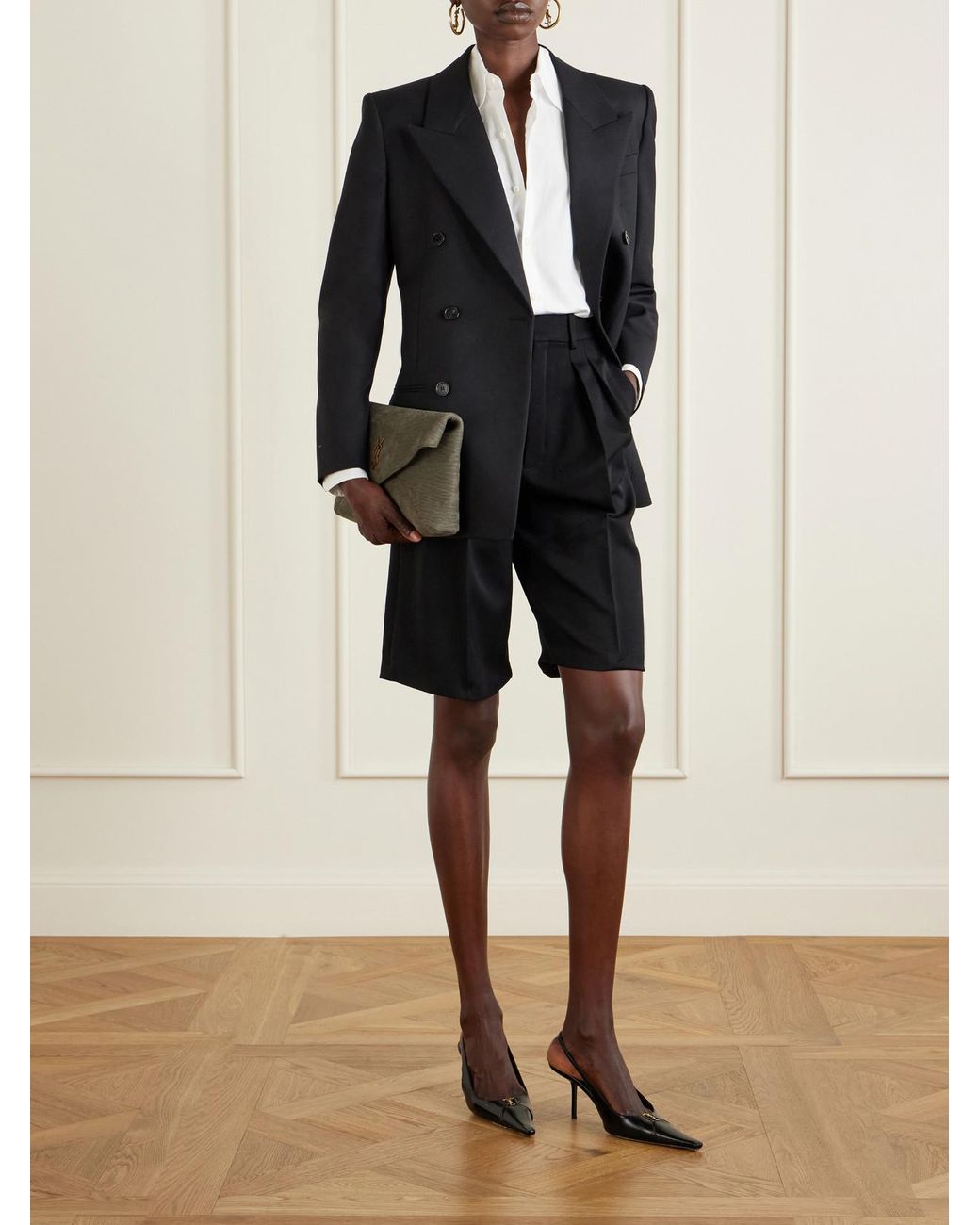 Saint Laurent Multicolor Cassandre Large Textured-Nubuck Clutch