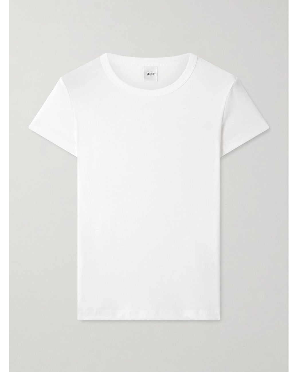 Leset White Nando Ribbed Cotton-Jersey T-Shirt