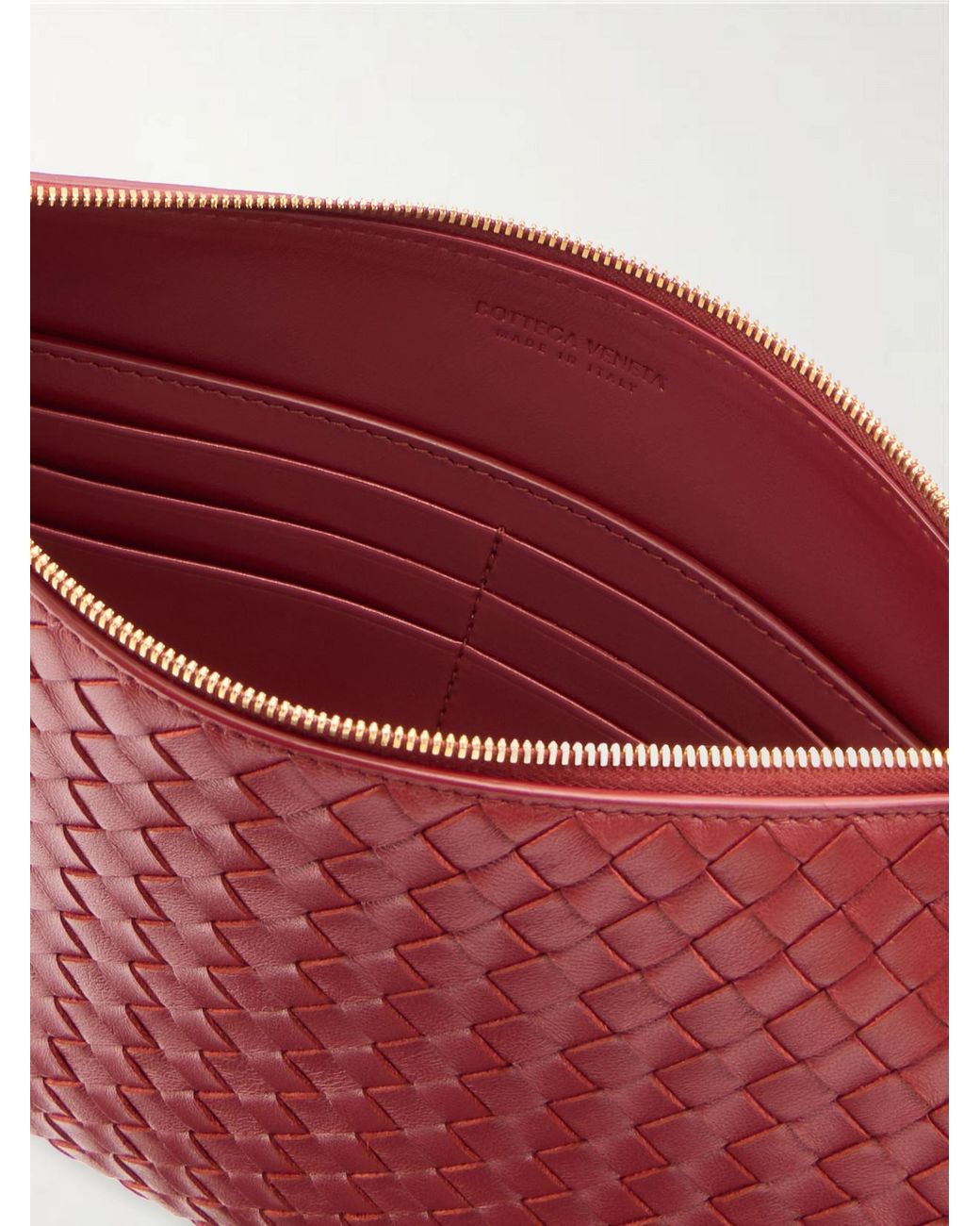 Bottega Veneta Red Gemellini Intrecciato Leather Shoulder Bag