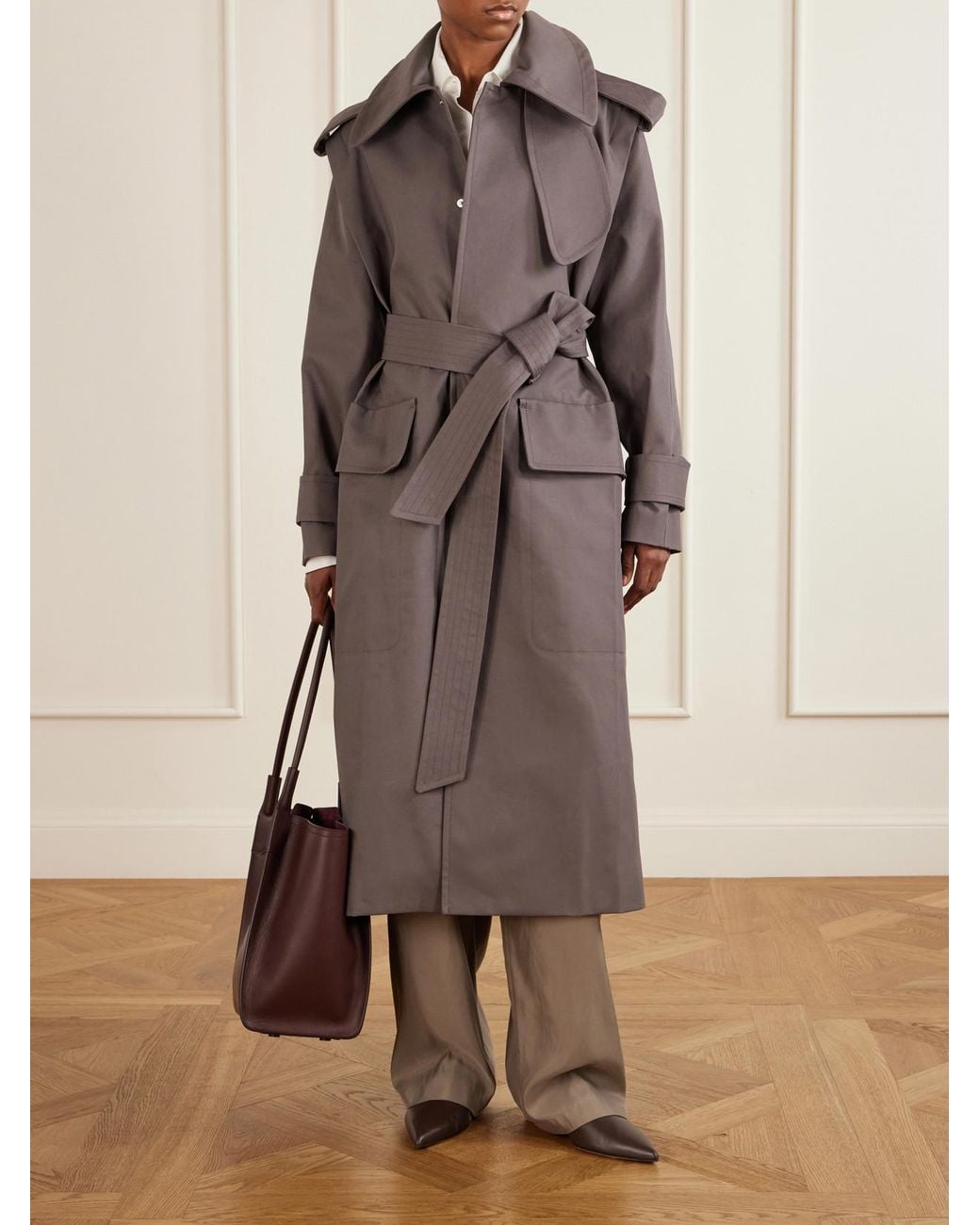 Victoria Beckham Brown Philippa Belted Cotton Trench Coat