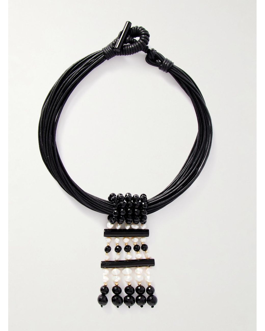 Le Sundial Black Sculptural Pearl, Onyx And 18-Karat Cord Necklace