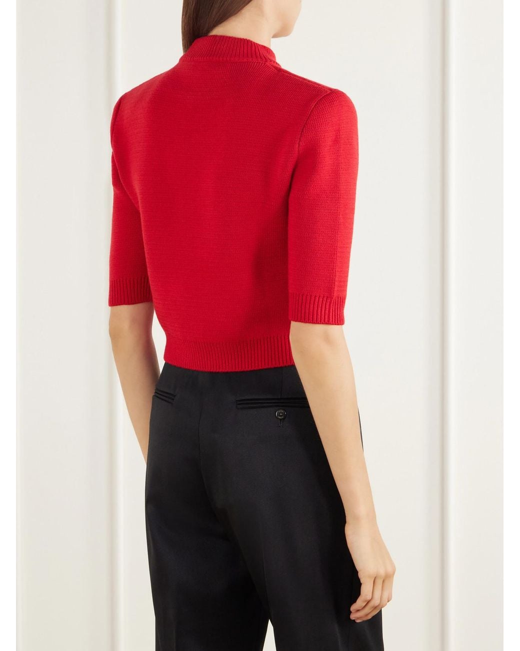 Willy Chavarria Red Chavela Cropped Wool Sweater