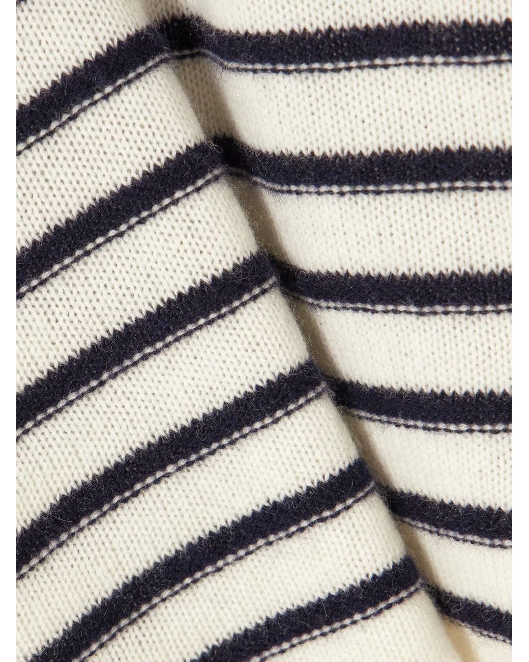 Allude Gray Striped Wool And Cashmere-Blend Polo Sweater