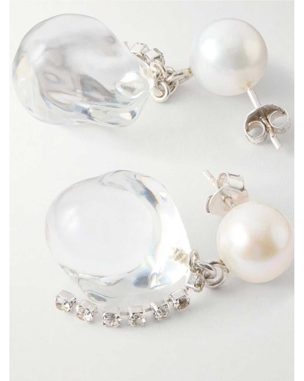 COMPLETEDWORKS White Crystal And Pearl-Embellished Resin Drop Earrings