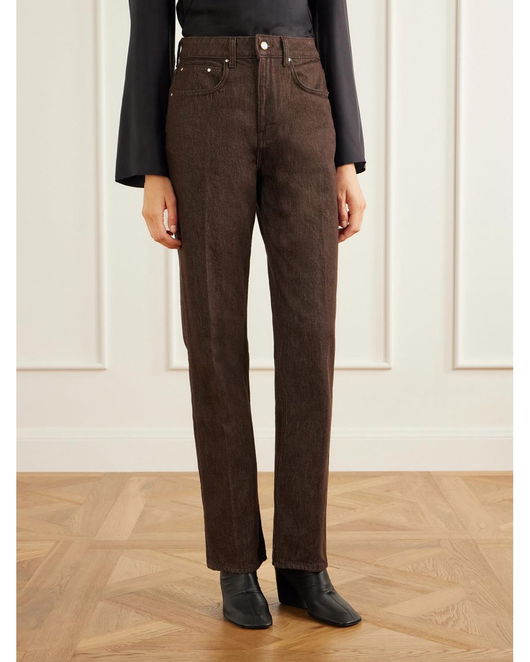OSSOU Brown Noon Organic High-Rise Straight-Leg Jeans
