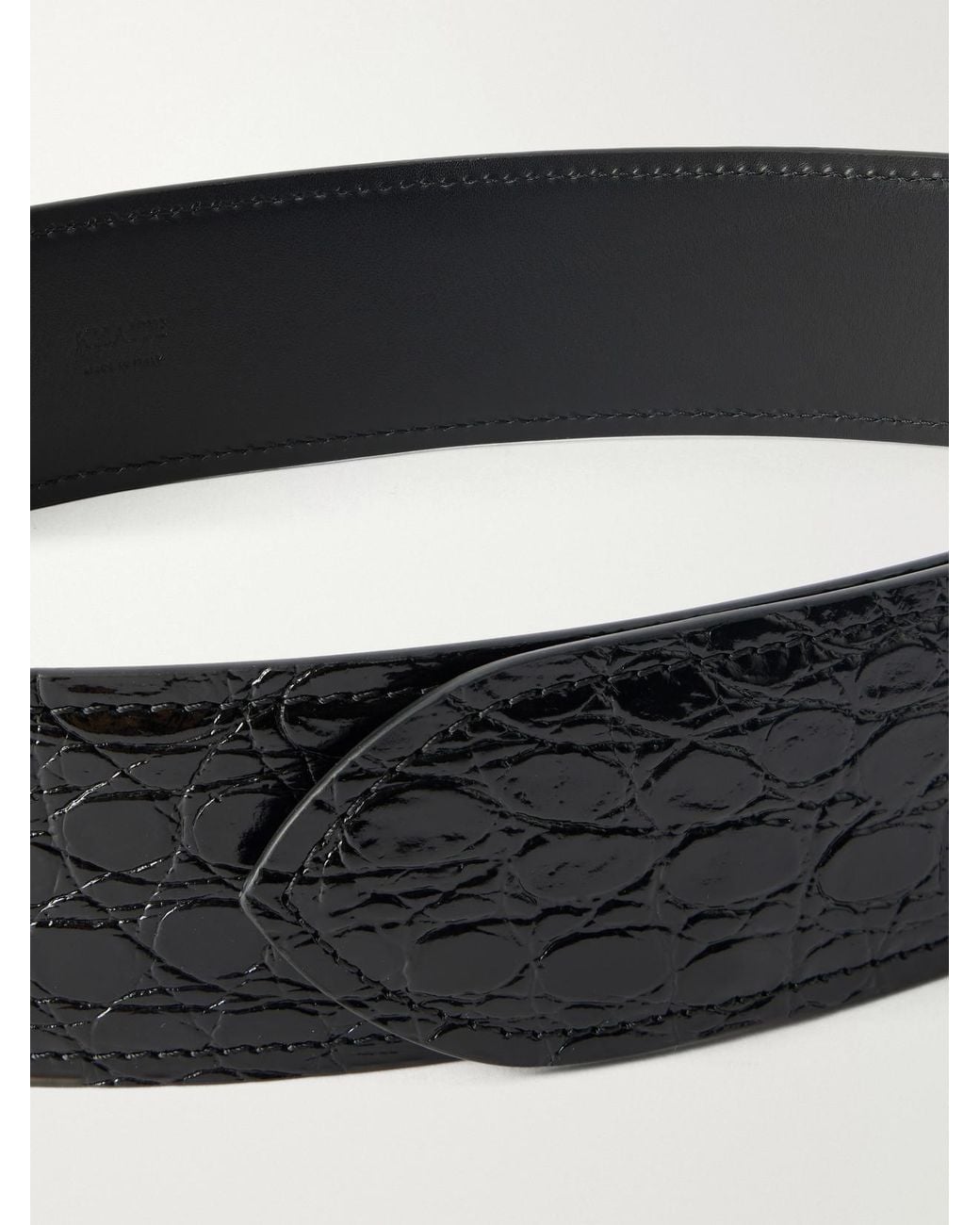 Khaite Black Theo Croc-Effect Leather Belt
