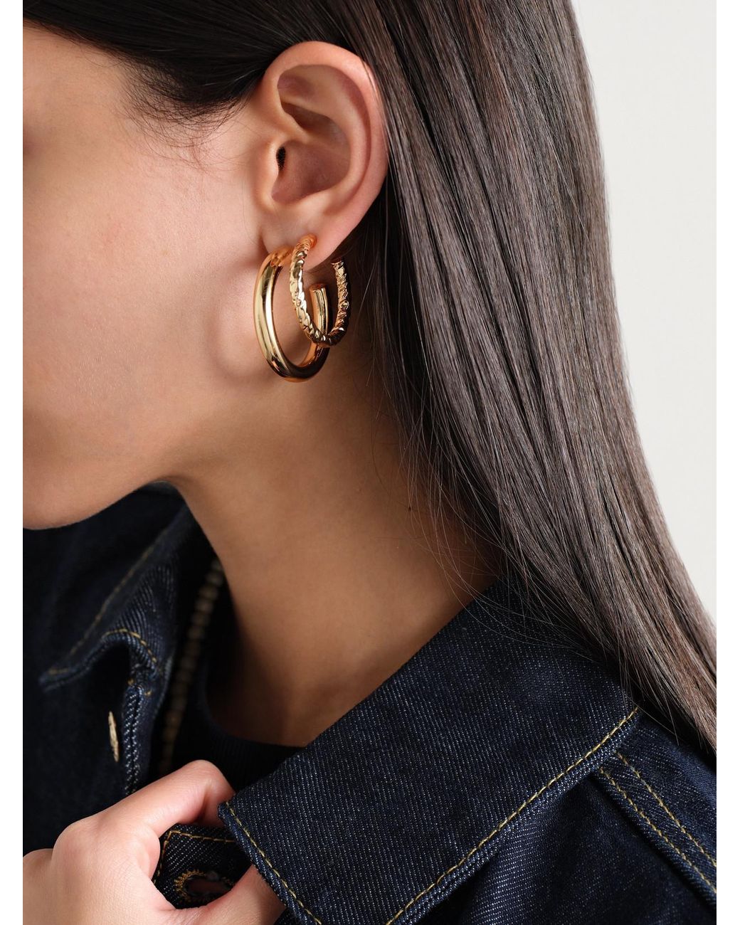 Jennifer Fisher Natural Natasha Mini-Plated Hoop Earrings