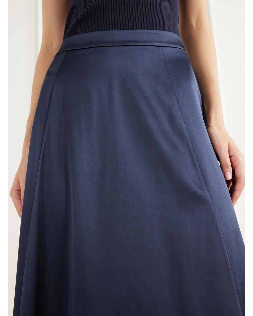 Twp Blue Silk-Satin Maxi Skirt